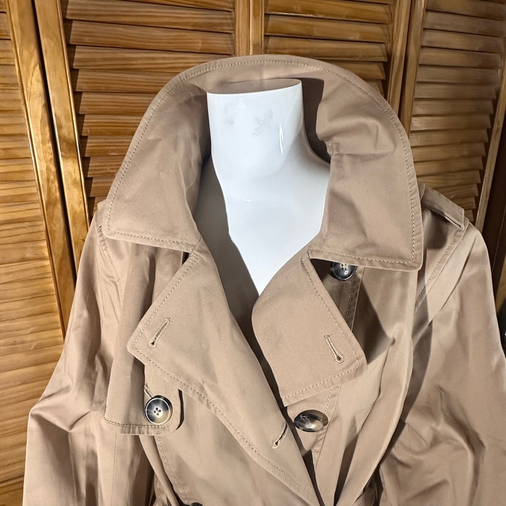 Talbots Tan Belted Trench Coat-1X - Picture 8 of 9